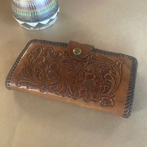 Vintage hand tooled leather wallet